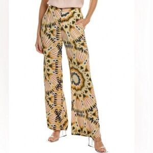 ba&sh Clyde Flared High Waist Ikat Print Trousers Size Large